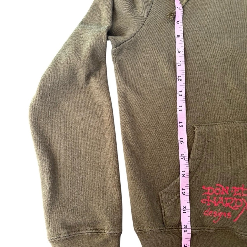 Ed Hardy Olive Zip Hoodie LOVE Heart Graphic Y2K Sweatshirt – Size L - Picture 4 of 5